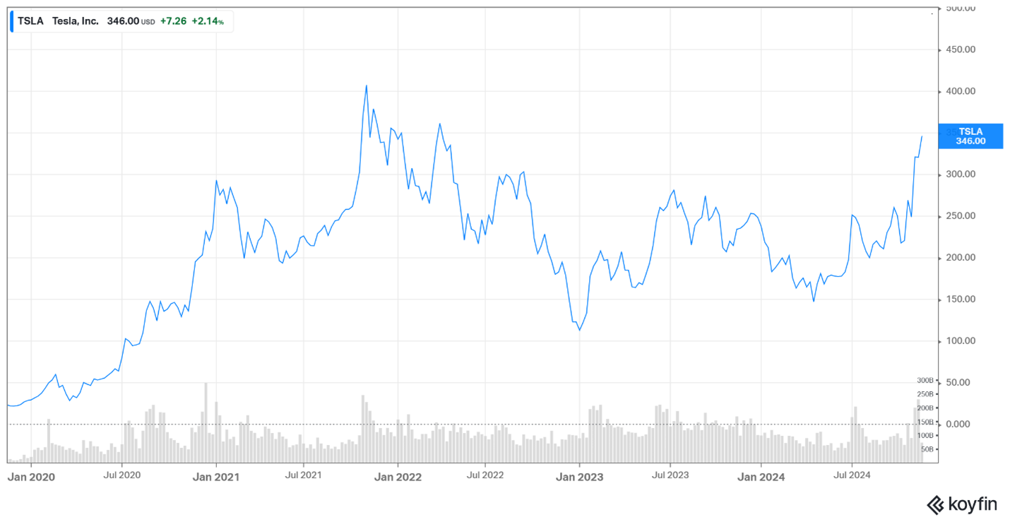 Tesla share price November 2024